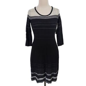 Nine West Knit Sweater Dress size XS Fit Flare Stripe Acrylic Elastane NWT